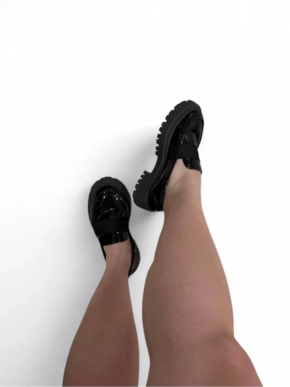 SHEIN Black Patent Chunky Loafers